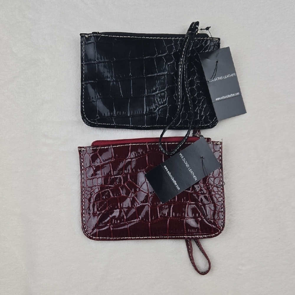 Pair of NEW Wilson Leather Wristlet Clutches in Black and Red